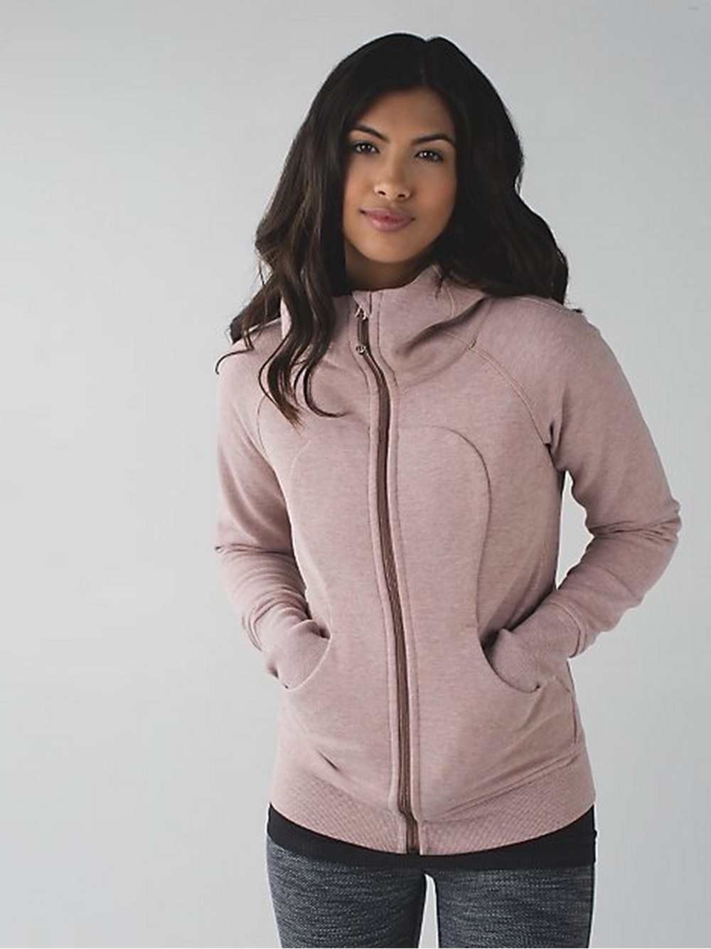 lululemon athletica dusty rose zip-up hooded jacket